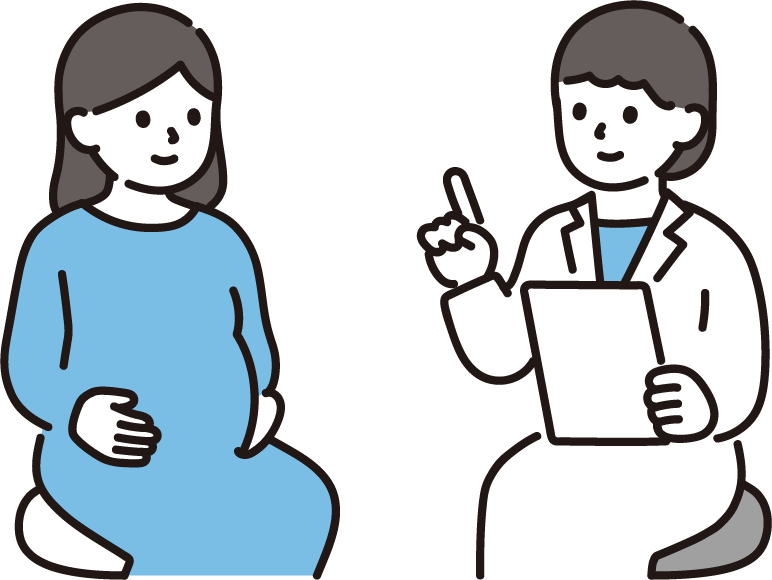 妊婦と産婦人科医のイラスト